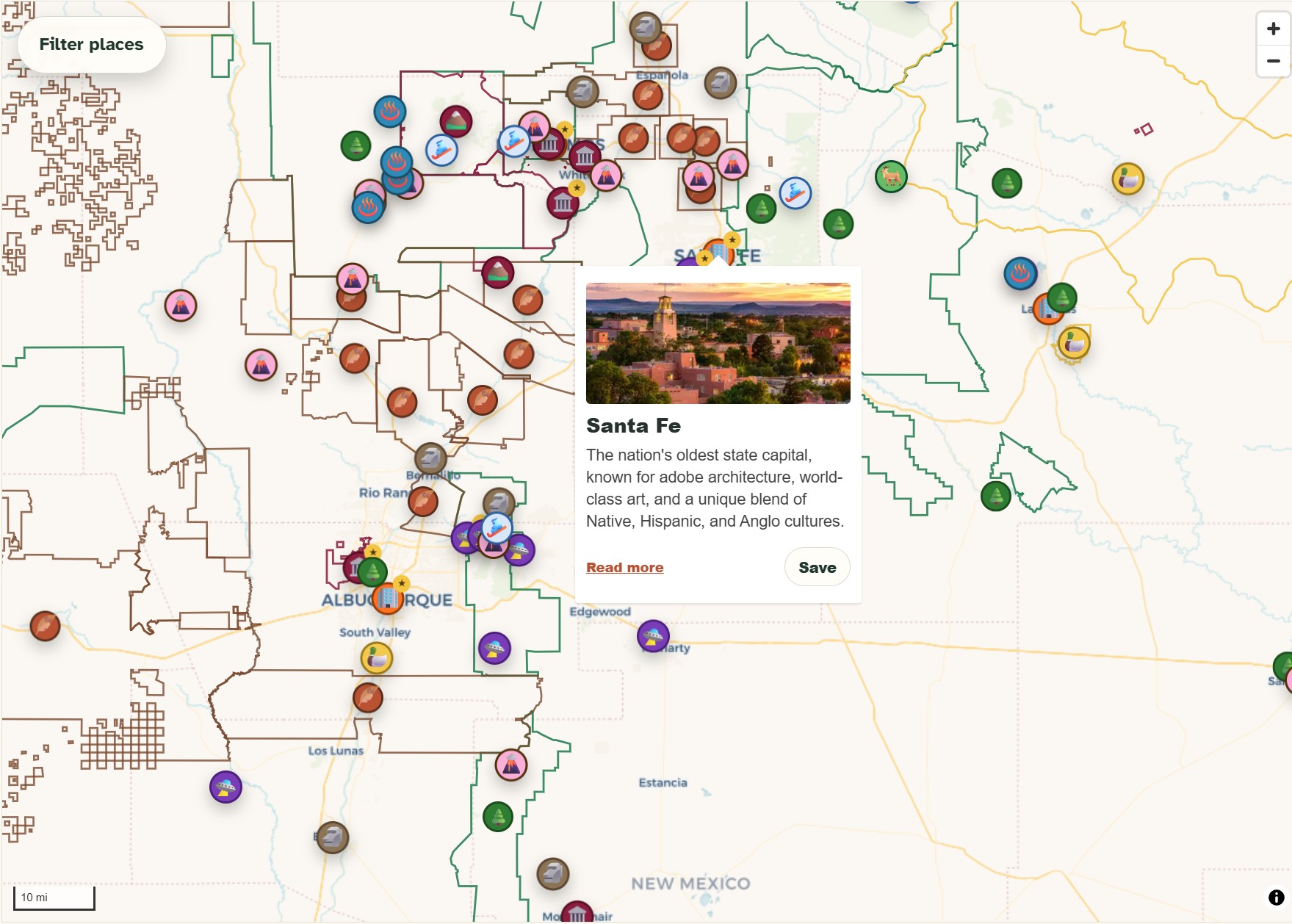 Screenshot preview of the Discover New Mexico map